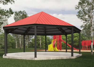 Abri de parc et terrain de jeu octogone