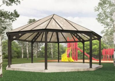 Abri de parc et terrain de jeu octogone